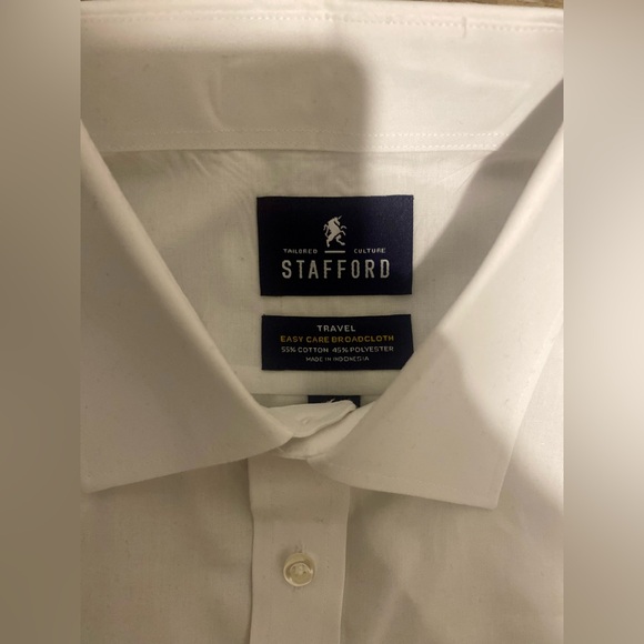 Stafford Mens Regular Fit Stretch Fabric Wrinkle Free L/S Dress Shirt - Picture 2 of 5